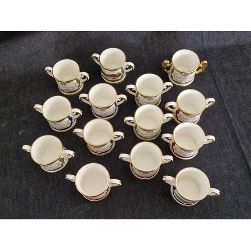 33 - Full Set / Collection of 12 x Royal Doulton Miniature Loving Cups, Hand Crafted Twin Handle Cups, Ma... 