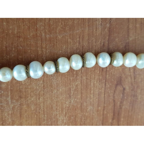 158 - Vintage Style Pearl Necklace with Silver (.925) Gold Plated Pendant and Clasp, (Approx. L: 100cm)