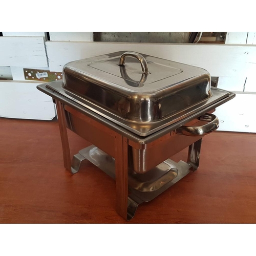 542 - Stainless Steel Chafing Dish with Lid, on Stand with Burners, (Approx. 29.5 x 35 x 31cm)