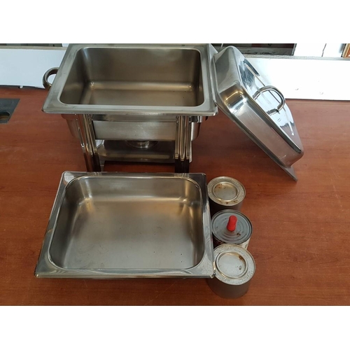 542 - Stainless Steel Chafing Dish with Lid, on Stand with Burners, (Approx. 29.5 x 35 x 31cm)