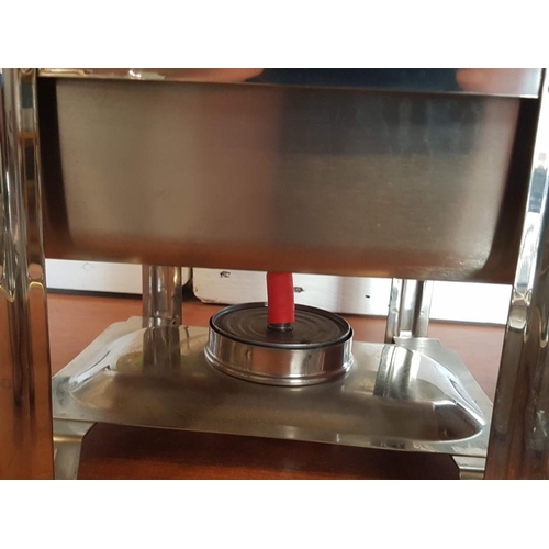 542 - Stainless Steel Chafing Dish with Lid, on Stand with Burners, (Approx. 29.5 x 35 x 31cm)