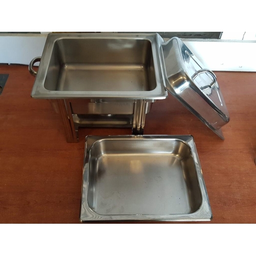 542 - Stainless Steel Chafing Dish with Lid, on Stand with Burners, (Approx. 29.5 x 35 x 31cm)