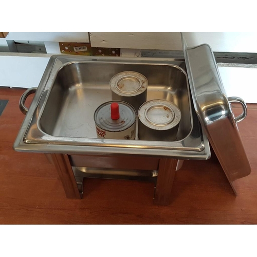 542 - Stainless Steel Chafing Dish with Lid, on Stand with Burners, (Approx. 29.5 x 35 x 31cm)