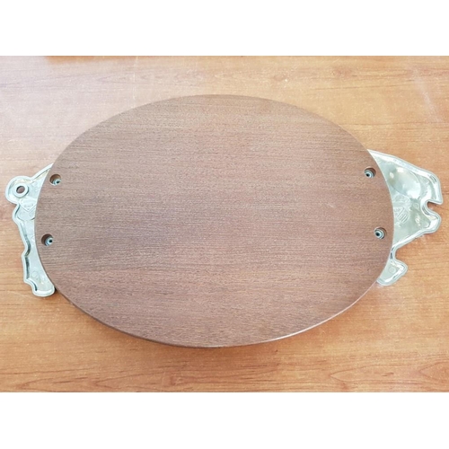 549 - 'BMF' Rustic Serving Board with Original Box; Wooden Board with White Metal Pig Head & Tail Carrying... 