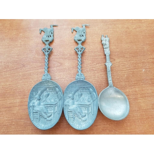 553 - 2 x WWII Pewter Spoons, Dutch 'Good Luck' Souvenir, and One Other