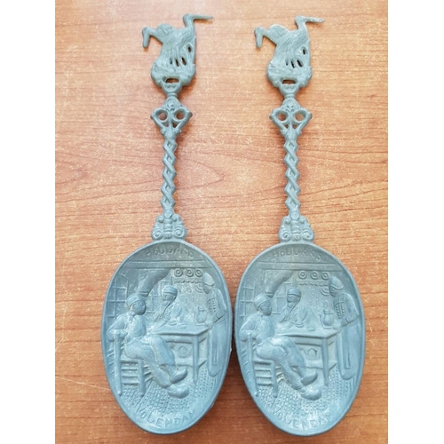 553 - 2 x WWII Pewter Spoons, Dutch 'Good Luck' Souvenir, and One Other