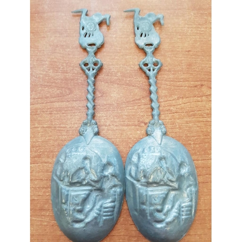 553 - 2 x WWII Pewter Spoons, Dutch 'Good Luck' Souvenir, and One Other