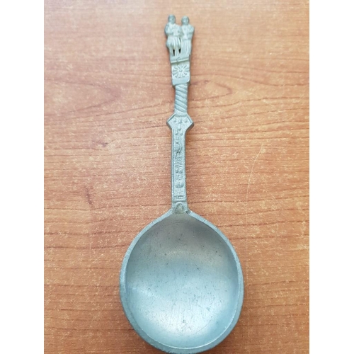 553 - 2 x WWII Pewter Spoons, Dutch 'Good Luck' Souvenir, and One Other