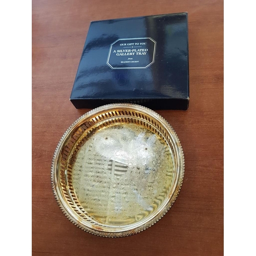 554 - Silver Plated Galleried Tray, (Approx. Ø: 23cm), in Original Box
