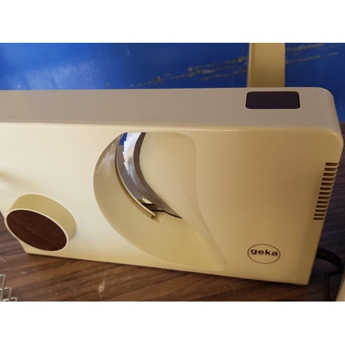 573 - Electric Kitchen Items; Food Processor, Electric Carving Knife, Slicer and Metal Basket (un-tested),... 