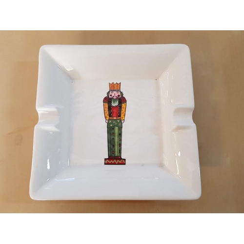 574 - 'Royal Bone China' Large Square Porcelain Ashtray with Nutcracker Design, (Approx. 16.5 x 16.5cm)