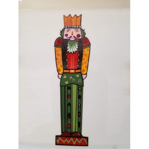 574 - 'Royal Bone China' Large Square Porcelain Ashtray with Nutcracker Design, (Approx. 16.5 x 16.5cm)