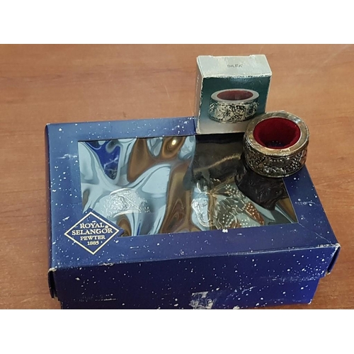 578 - Royal Selangor Pewter Wine Accessories in Display Box (Opener and Wine Collar, Together with White M... 