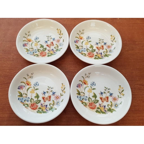 93A - Set of 4 x Small Round Dishes by Aynsley 'Cottage Garden' Fine Bone China, (Approx. Ø: 11cm each)