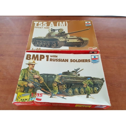 152 - Russian Tanks Model Kits; Esci Ertl Made in Italy, 1:35 / BMP1 with Russian Soldiers, 5036 / T55A(M)... 