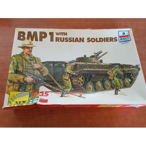 152 - Russian Tanks Model Kits; Esci Ertl Made in Italy, 1:35 / BMP1 with Russian Soldiers, 5036 / T55A(M)... 