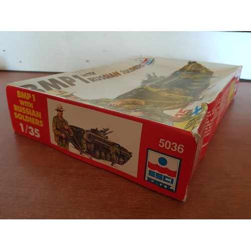 152 - Russian Tanks Model Kits; Esci Ertl Made in Italy, 1:35 / BMP1 with Russian Soldiers, 5036 / T55A(M)... 