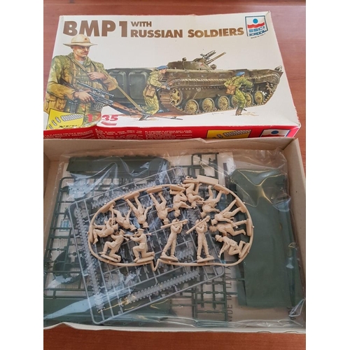 152 - Russian Tanks Model Kits; Esci Ertl Made in Italy, 1:35 / BMP1 with Russian Soldiers, 5036 / T55A(M)... 