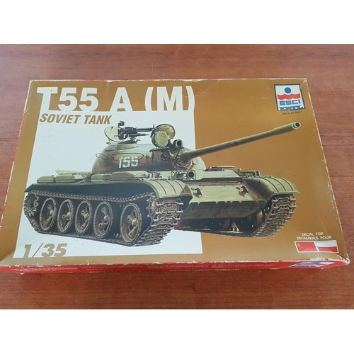 152 - Russian Tanks Model Kits; Esci Ertl Made in Italy, 1:35 / BMP1 with Russian Soldiers, 5036 / T55A(M)... 