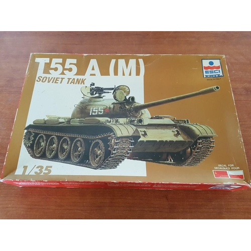 152 - Russian Tanks Model Kits; Esci Ertl Made in Italy, 1:35 / BMP1 with Russian Soldiers, 5036 / T55A(M)... 