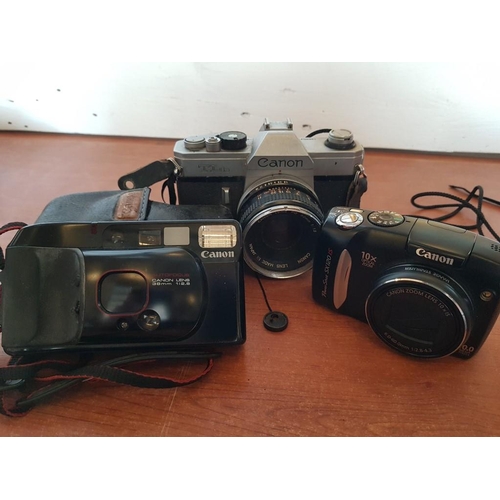 557 - Large Collection of Assorted Cameras and Related; Canon TLb, Chinon 723 8mm Cine Cam, Minolta Pocket... 