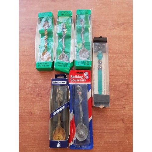 555 - Collection of 5 x Vintage English Pewter 'Mystic Spoons' and Vintage (1960's) Post Office Tower Mode... 
