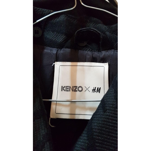 571 - Limited Edition Kenzo x H&M Trench Coat For Women with Large Golden Colour Buttons, Size: EU 38