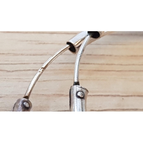 833 - Large Pair of Silver (.925) Hoop Earrings, (Approx. Ø: 7cm)