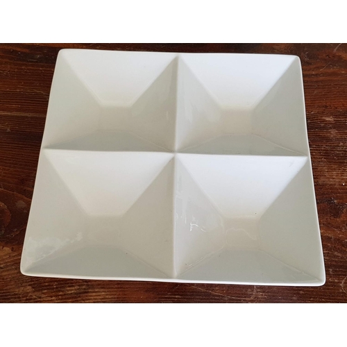 564 - Dip Snack Dishes, 2 x Square White Porcelain Dip / Snack Dishes (20 x 20cm and 24 x 24cm)