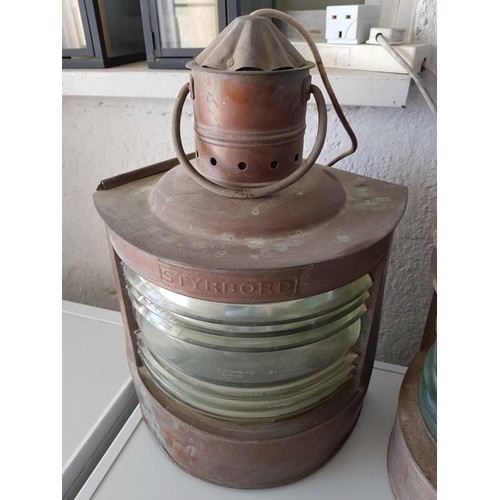 822 - Antique English Copper / Brass Port and Starboard Lights / Ships Lanterns Early 20th of Century