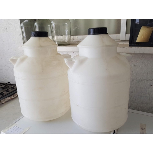 827 - 2 x Large Plastic Food Containers (Milk / Water Cans), (40L each)