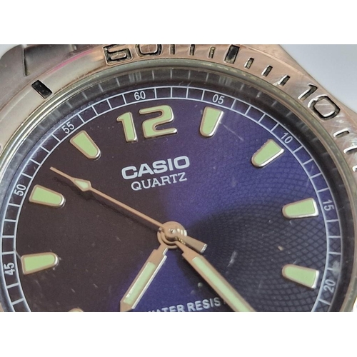 788 - Casio Stainless Steel Wrist Watch with Blue Face, Quartz, on Bracelet Strap