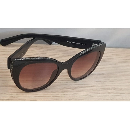 796 - Swarovski SK0202 Sunglasses with Shiny Black Gradient Smoke Lenses, Together with Hard Case