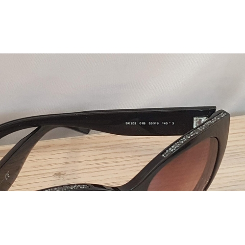 796 - Swarovski SK0202 Sunglasses with Shiny Black Gradient Smoke Lenses, Together with Hard Case