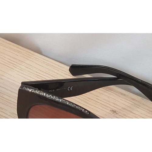 796 - Swarovski SK0202 Sunglasses with Shiny Black Gradient Smoke Lenses, Together with Hard Case