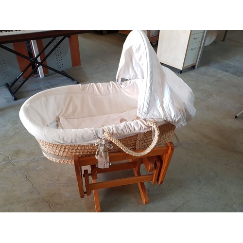 15 - Moses Basket and Rocking Base with Some Bed Linen