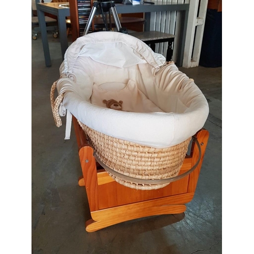 15 - Moses Basket and Rocking Base with Some Bed Linen