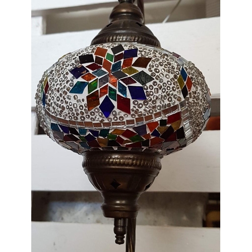 230A - Oriental / Moroccan Style Swan Neck Mosaic Glass Table Lamp; Hand Made Stained Glass Lamp with Metal... 