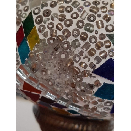 230A - Oriental / Moroccan Style Swan Neck Mosaic Glass Table Lamp; Hand Made Stained Glass Lamp with Metal... 