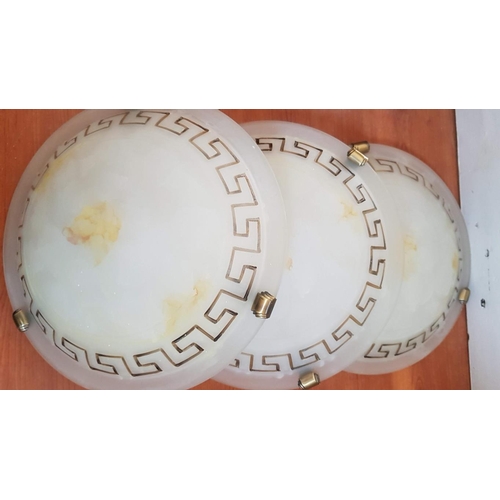 70 - Set of 3 x Greek Key Pattern Ceiling Lights, (Approx. Ø: 31cm), (3)