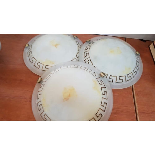 70 - Set of 3 x Greek Key Pattern Ceiling Lights, (Approx. Ø: 31cm), (3)