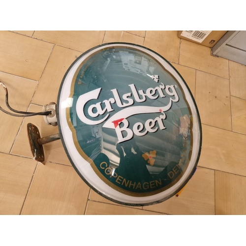 28 - Vintage Wall Mounted & Double Sided Carlsberg Beer Advert / Signage, Illuminated, (untested), (Appro... 