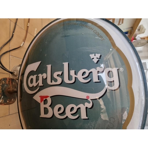 28 - Vintage Wall Mounted & Double Sided Carlsberg Beer Advert / Signage, Illuminated, (untested), (Appro... 