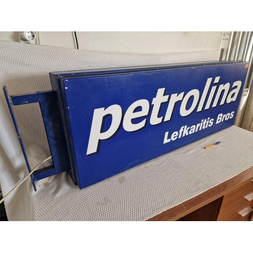 68 - Large Vintage Double Sided 'Petrolina, Lefkaritis Bros' Illuminated Wall Hanging Sign, (Untested), (... 