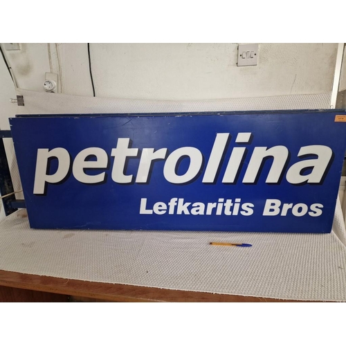 68 - Large Vintage Double Sided 'Petrolina, Lefkaritis Bros' Illuminated Wall Hanging Sign, (Untested), (... 