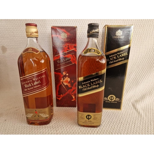 18 - 2 x Johnnie Walker Old Scotch Whiskies; Black Label, Aged 12 Years, Extra Special (1Ltr) in Original... 