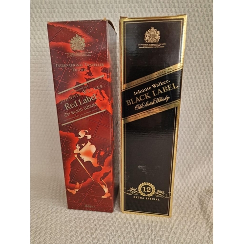 18 - 2 x Johnnie Walker Old Scotch Whiskies; Black Label, Aged 12 Years, Extra Special (1Ltr) in Original... 