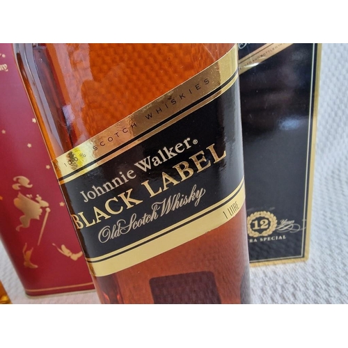 19 - 2 x Johnnie Walker Old Scotch Whiskies; Black Label, Aged 12 Years, Extra Special (1Ltr) in Original... 