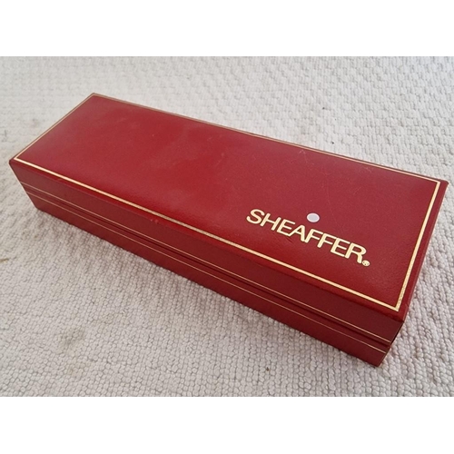 56 - Sheaffer 'White Dot' Double Pen Set in Red Presentation Case; Textured Gold Tone with Decorative Ban... 