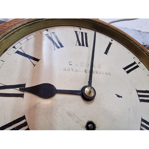 483 - Antique English Drop Dial Wall Clock with Chain Driven Fusee Mechanism, Key Wound with Pendulum, Rou... 